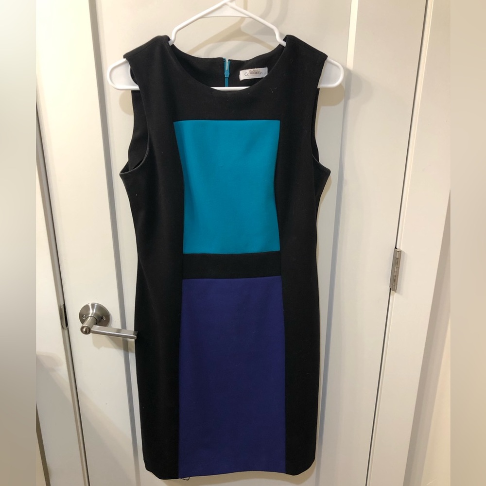 Calvin Klein Blue and Black Sheath Dress 8